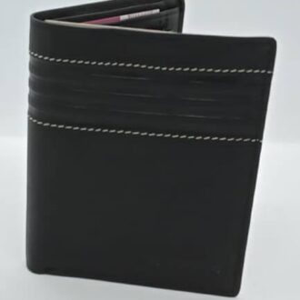 Cartera caballero piel con monedero. Negra.